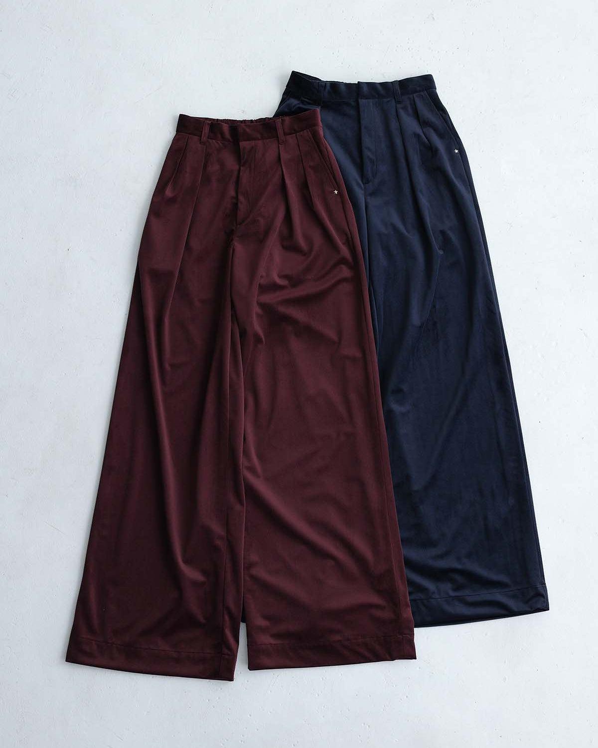 2026AW【11月中旬お届け予定】 F-PT-14「Velvet twill」Tuck wide pants【全4色】