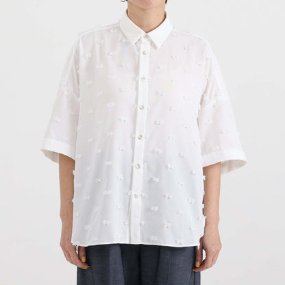 C-BL-83 Robin flower blouse WHITE