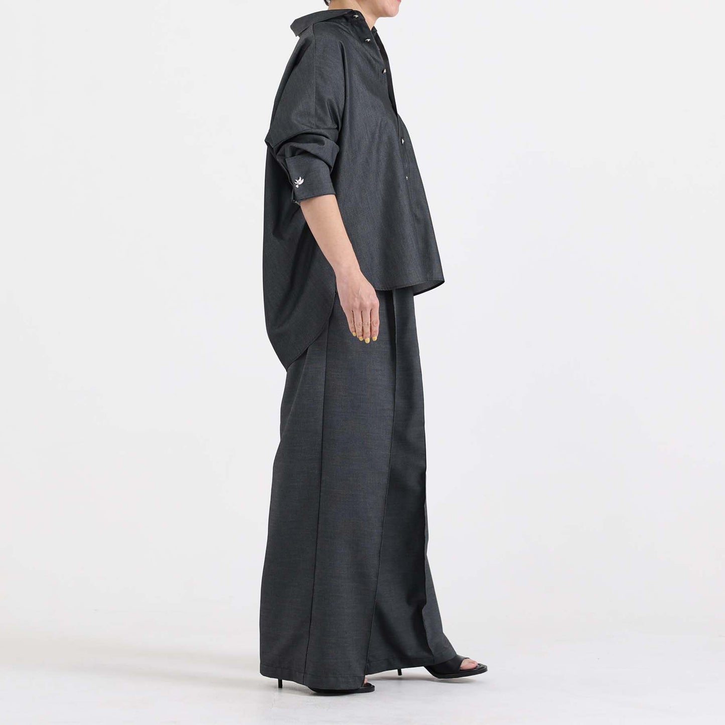 F-PT-10「Function light denim」Easy wide pants【BLACK】