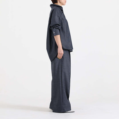 F-PT-10「Function light denim」Easy wide pants【NAVY】