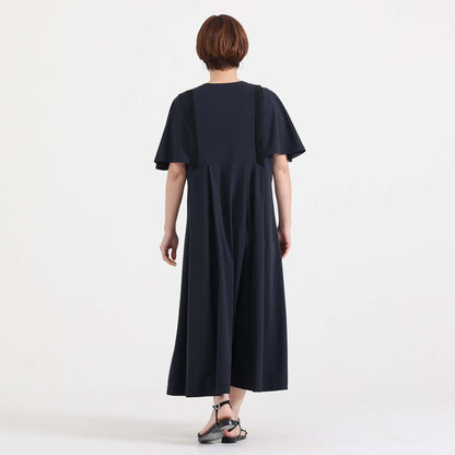 F-DR-05「Dry pique」Flare sleeve dress【NAVY】
