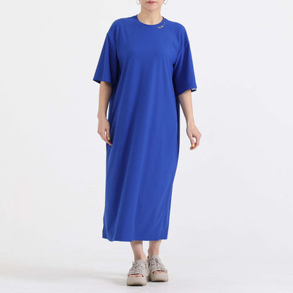 F-DR-04「Dry tricot knit」Straight dress【BROWN】