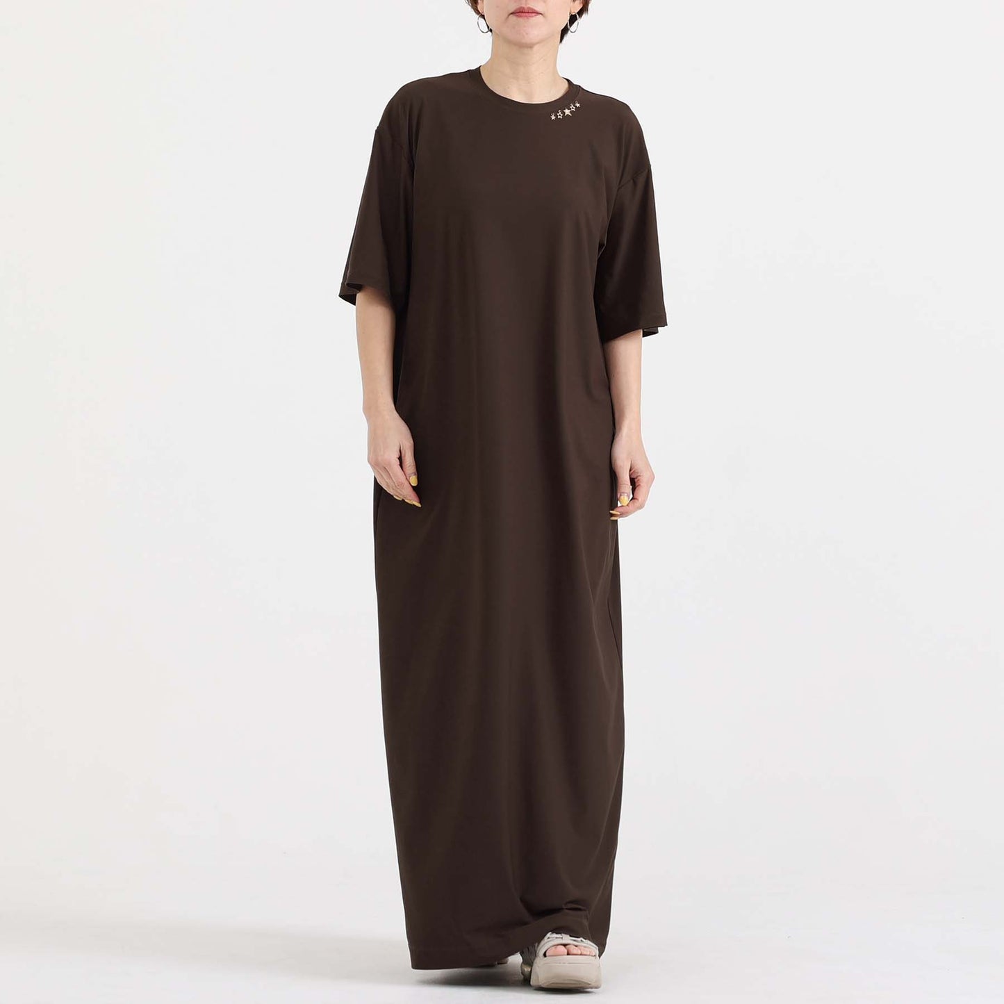 F-DR-04「Dry tricot knit」Straight dress【BLACK】