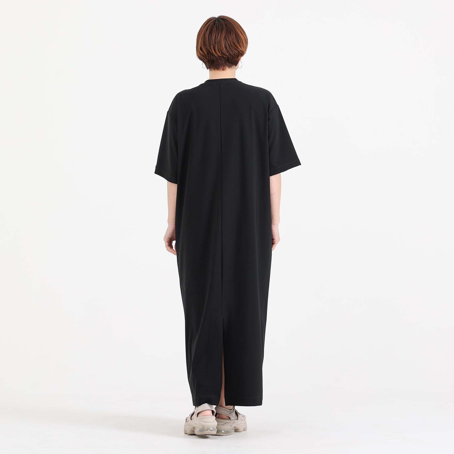 F-DR-04「Dry tricot knit」Straight dress【BLUE】