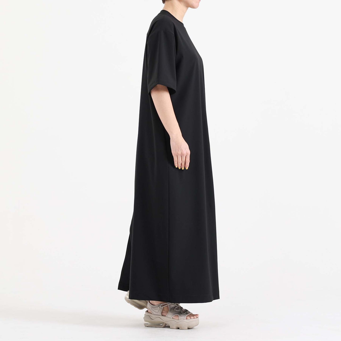 F-DR-04「Dry tricot knit」Straight dress【BLUE】