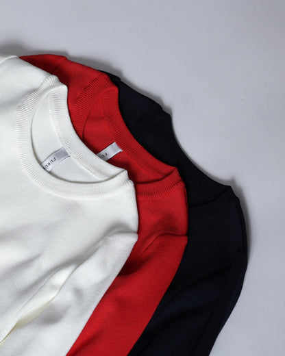 2026AW【10月下旬お届け予定】 F-KN-06C「Earring cuff」Crew-neck knit【全5色】