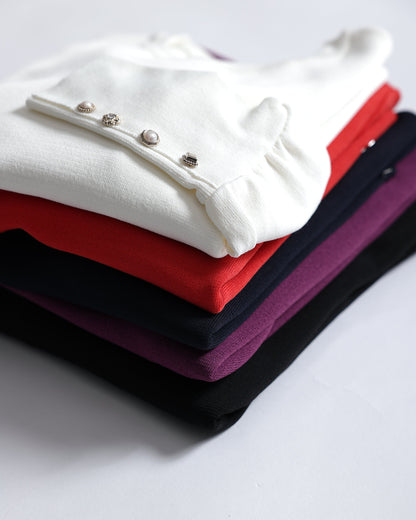 2026AW【10月下旬お届け予定】 F-KN-06C「Earring cuff」Crew-neck knit【全5色】
