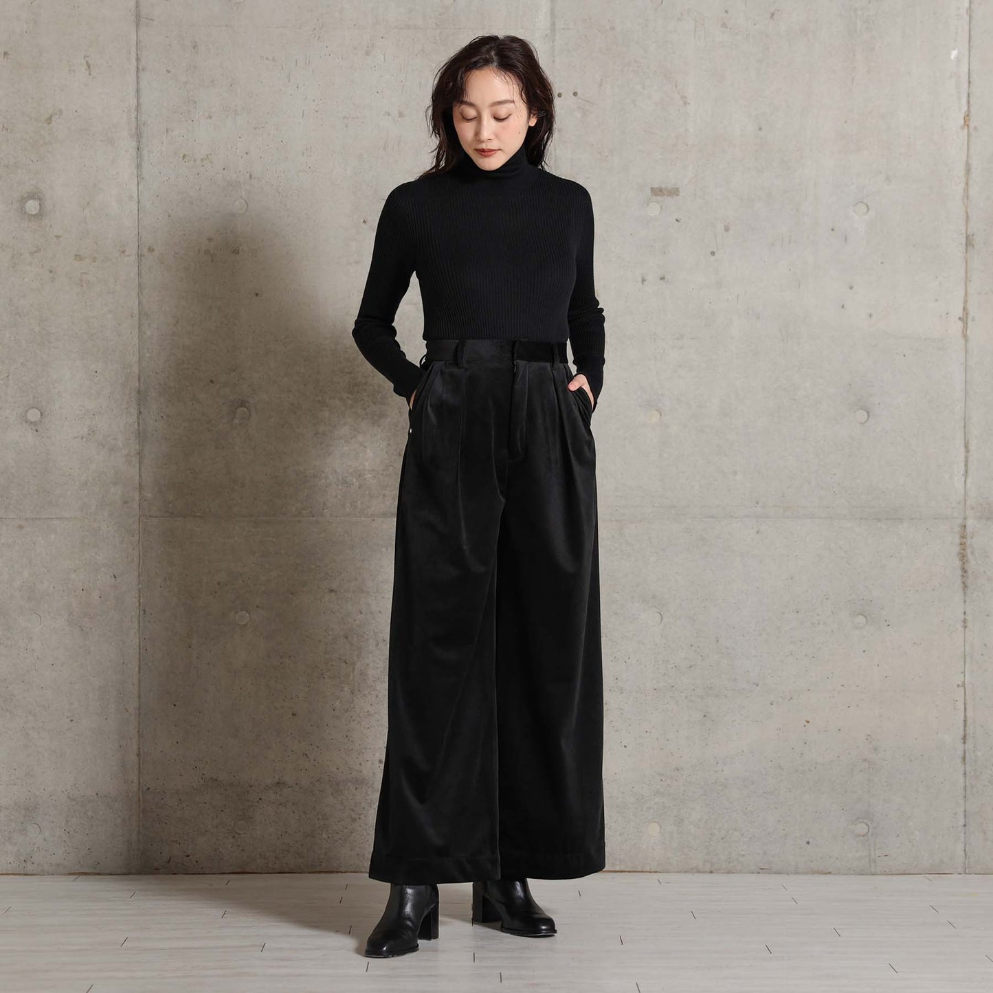 2026AW【11月中旬お届け予定】 F-PT-14「Velvet twill」Tuck wide pants【全4色】