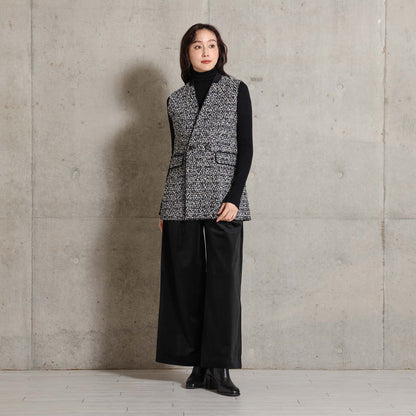 2026AW【10月下旬お届け予定】 F-VT-03「Wreath tweed/Layer check tweed」Double-breasted gilet【全2色】