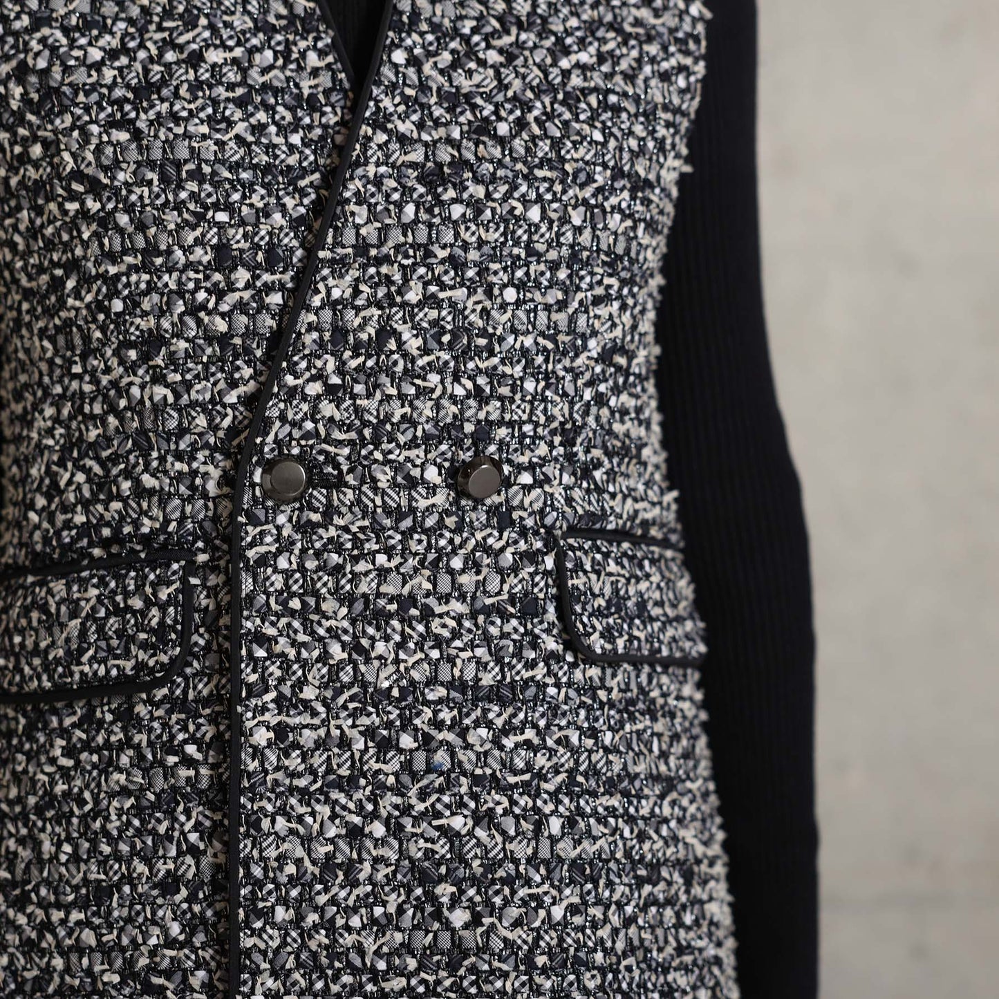 2026AW【10月下旬お届け予定】 F-VT-03「Wreath tweed/Layer check tweed」Double-breasted gilet【全2色】