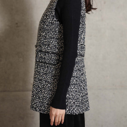2026AW【10月下旬お届け予定】 F-VT-03「Wreath tweed/Layer check tweed」Double-breasted gilet【全2色】