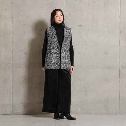 2026AW【10月下旬お届け予定】 F-VT-03「Wreath tweed/Layer check tweed」Double-breasted gilet【全2色】