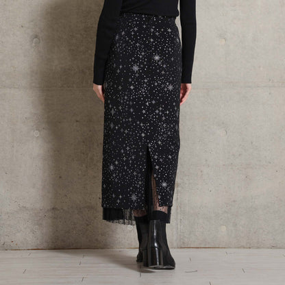 2026AW【9月下旬お届け予定】 F-SK-16「Technical knit&dot tulle」Layered Pleated Skirt【全2色】