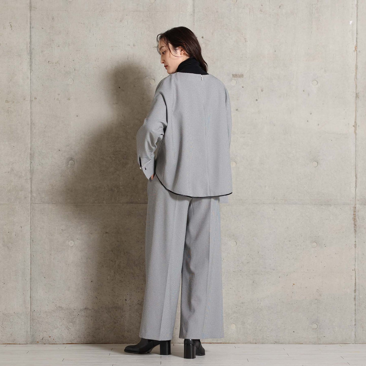 2026AW【10月下旬お届け予定】 F-BL-07H「Technical Houndstooth」Dolman sleeve blouse【全1色】