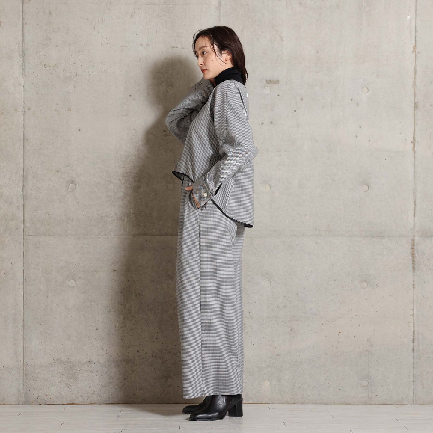 2026AW【10月下旬お届け予定】 F-BL-07H「Technical Houndstooth」Dolman sleeve blouse【全1色】