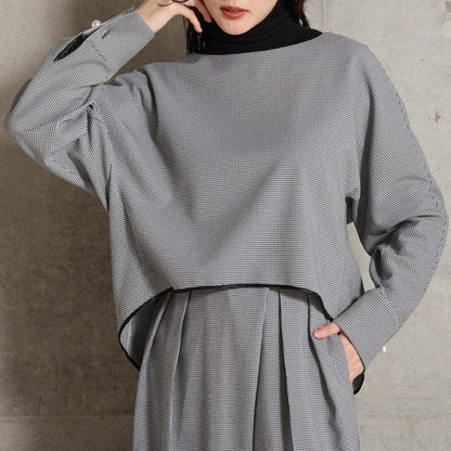 2026AW【10月下旬お届け予定】 F-BL-07H「Technical Houndstooth」Dolman sleeve blouse【全1色】