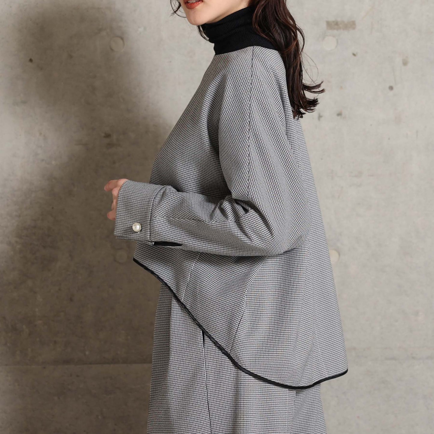 2026AW【10月下旬お届け予定】 F-BL-07H「Technical Houndstooth」Dolman sleeve blouse【全1色】