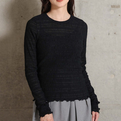 2026AW【9月下旬お届け予定】 F-CS-12「Shirring knit」Crew-neck tops【全4色】