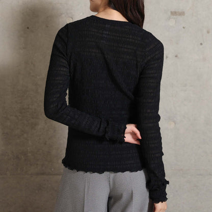 2026AW【9月下旬お届け予定】 F-CS-12「Shirring knit」Crew-neck tops【全4色】