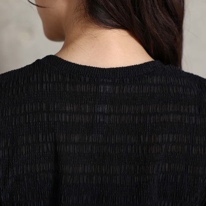 2026AW【9月下旬お届け予定】 F-CS-12「Shirring knit」Crew-neck tops【全4色】