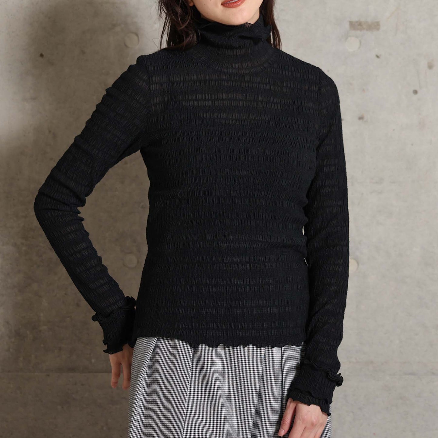 2026AW【9月下旬お届け予定】 F-CS-11「Shirring knit」Turtle-neck tops【全4色】