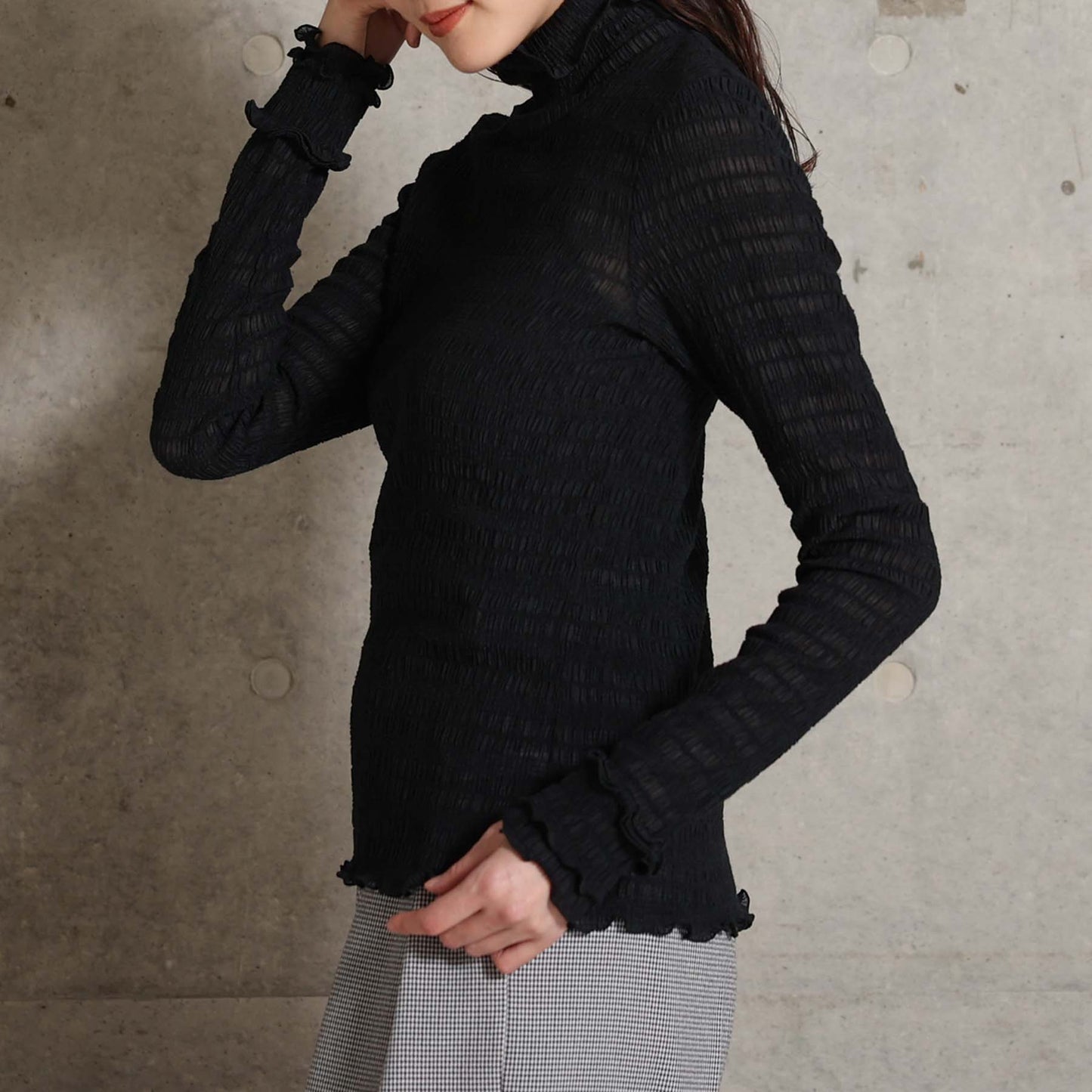 2026AW【9月下旬お届け予定】 F-CS-11「Shirring knit」Turtle-neck tops【全4色】