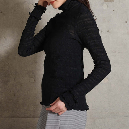 2026AW【9月下旬お届け予定】 F-CS-11「Shirring knit」Turtle-neck tops【全4色】