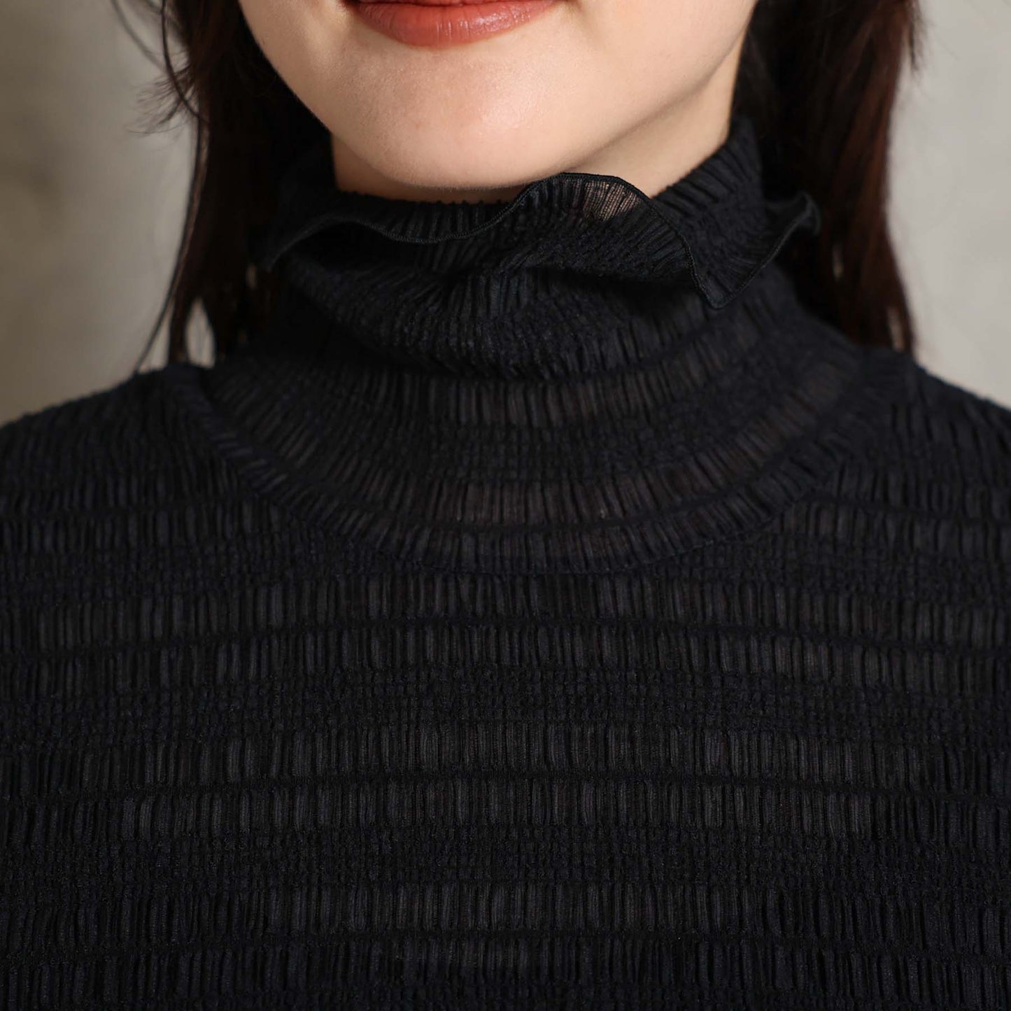 2026AW【9月下旬お届け予定】 F-CS-11「Shirring knit」Turtle-neck tops【全4色】