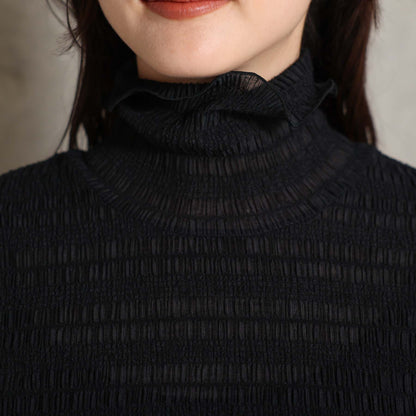 2026AW【9月下旬お届け予定】 F-CS-11「Shirring knit」Turtle-neck tops【全4色】
