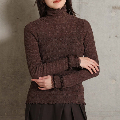 2026AW【9月下旬お届け予定】 F-CS-11「Shirring knit」Turtle-neck tops【全4色】