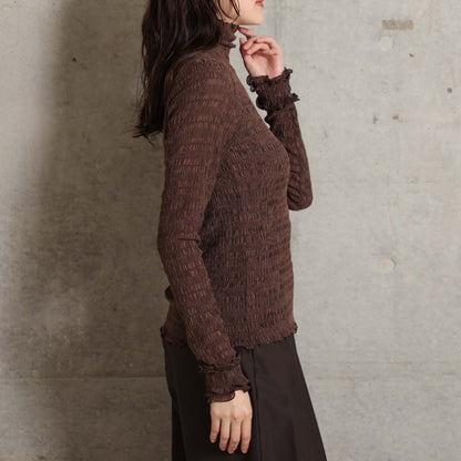 2026AW【9月下旬お届け予定】 F-CS-11「Shirring knit」Turtle-neck tops【全4色】
