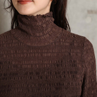 2026AW【9月下旬お届け予定】 F-CS-11「Shirring knit」Turtle-neck tops【全4色】