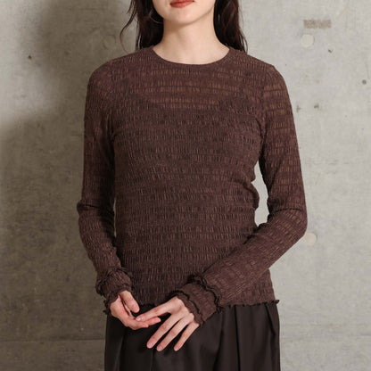 2026AW【9月下旬お届け予定】 F-CS-12「Shirring knit」Crew-neck tops【全4色】
