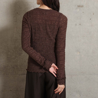 2026AW【9月下旬お届け予定】 F-CS-12「Shirring knit」Crew-neck tops【全4色】