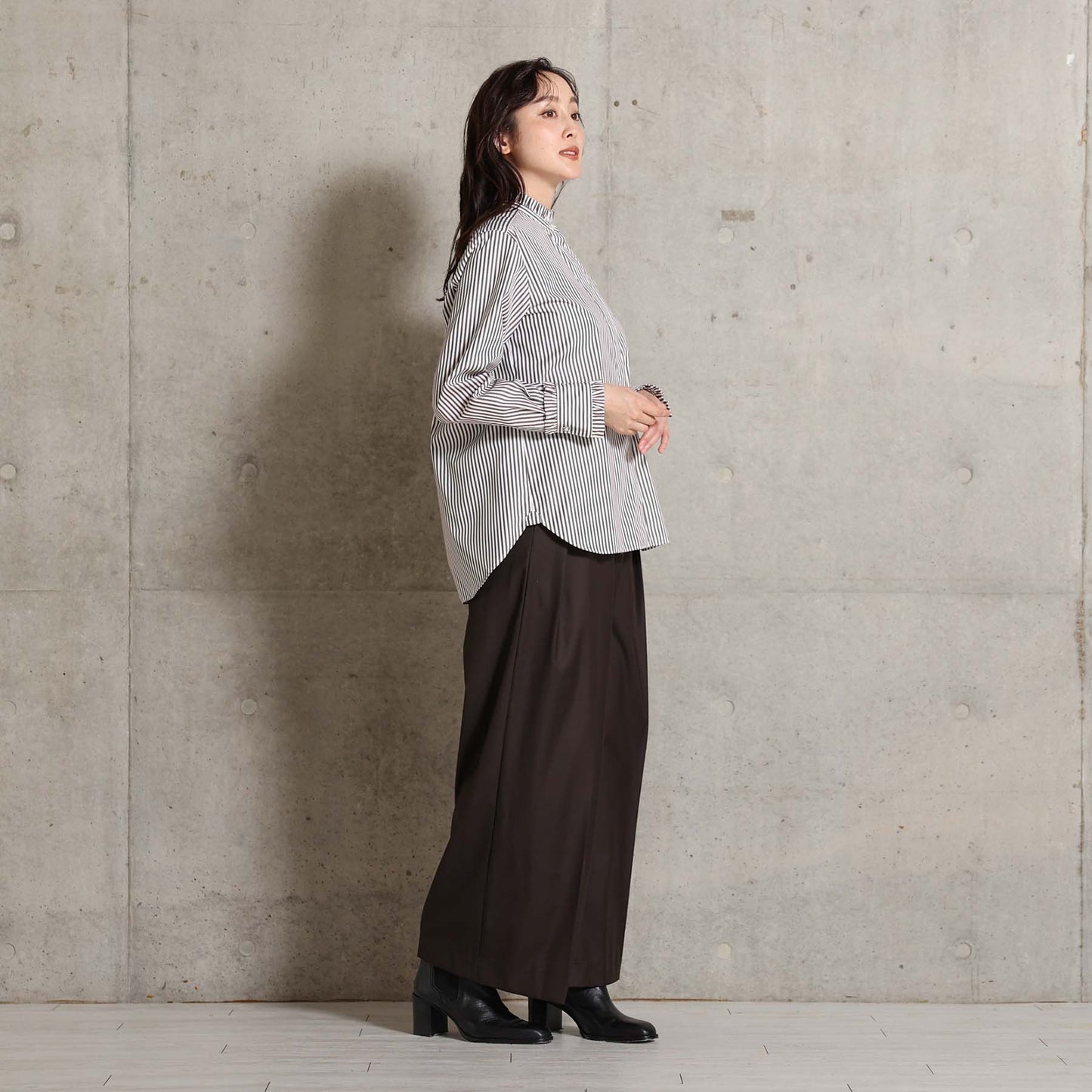 2026AW【9月上旬お届け予定】 F-SH-06「Stripe typewriter」Stand collar shirt【全3色】