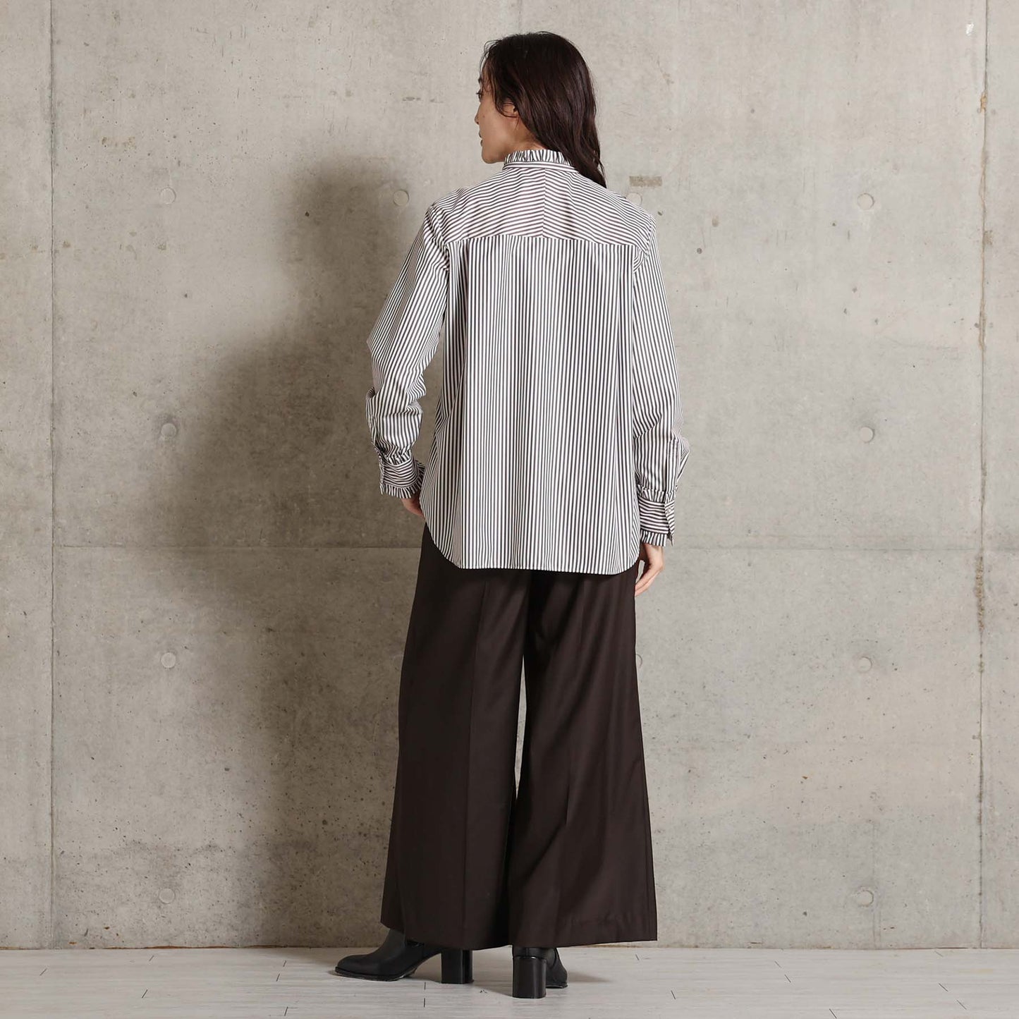 2026AW【9月上旬お届け予定】 F-SH-06「Stripe typewriter」Stand collar shirt【全3色】