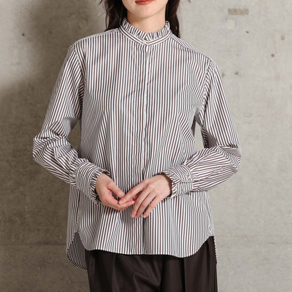 2026AW【9月上旬お届け予定】 F-SH-06「Stripe typewriter」Stand collar shirt【全3色】