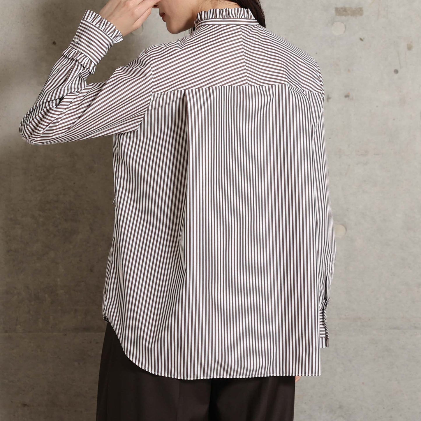 2026AW【9月上旬お届け予定】 F-SH-06「Stripe typewriter」Stand collar shirt【全3色】