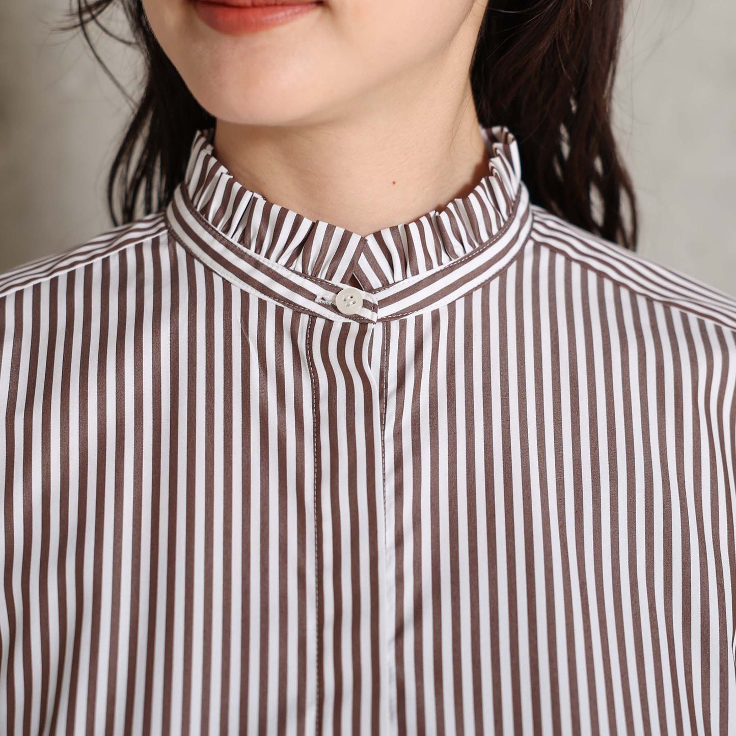 2026AW【9月上旬お届け予定】 F-SH-06「Stripe typewriter」Stand collar shirt【全3色】