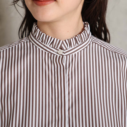 2026AW【9月上旬お届け予定】 F-SH-06「Stripe typewriter」Stand collar shirt【全3色】