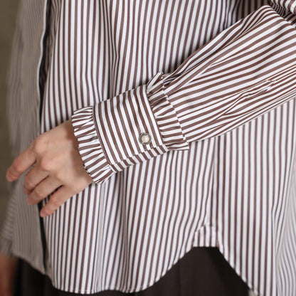 2026AW【9月上旬お届け予定】 F-SH-06「Stripe typewriter」Stand collar shirt【全3色】
