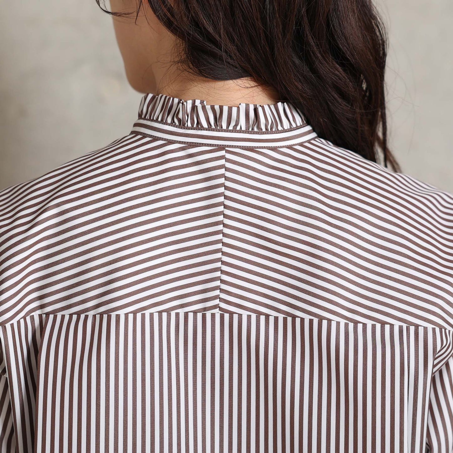 2026AW【9月上旬お届け予定】 F-SH-06「Stripe typewriter」Stand collar shirt【全3色】