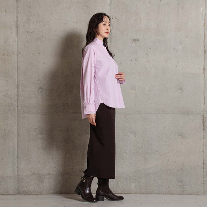 2026AW【9月上旬お届け予定】 F-SH-06「Stripe typewriter」Stand collar shirt【全3色】