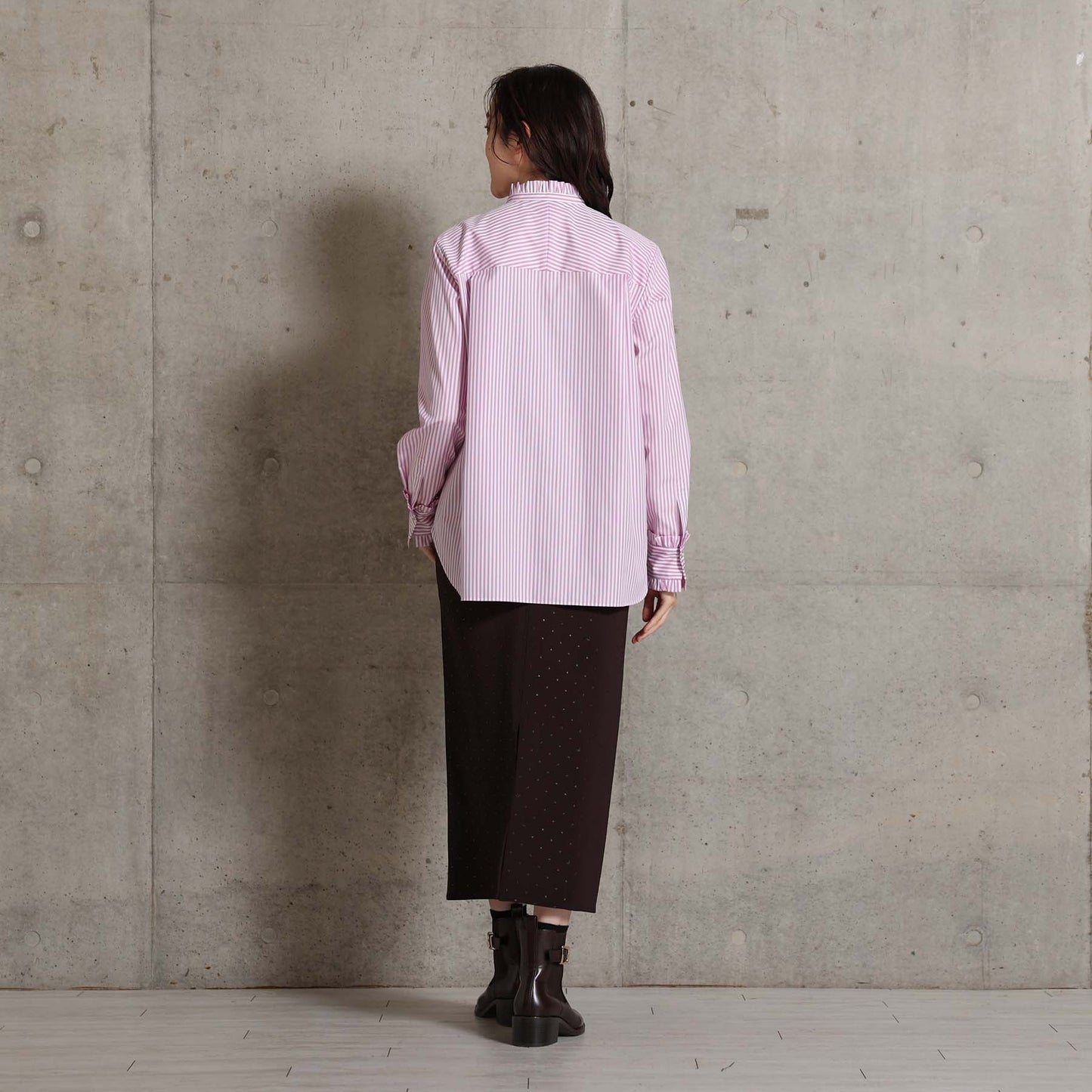 2026AW【9月上旬お届け予定】 F-SH-06「Stripe typewriter」Stand collar shirt【全3色】