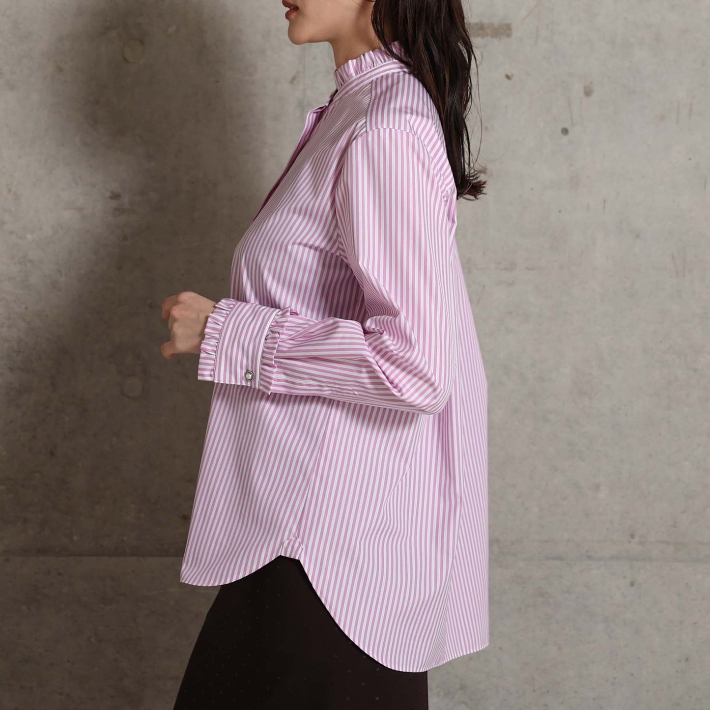 2026AW【9月上旬お届け予定】 F-SH-06「Stripe typewriter」Stand collar shirt【全3色】