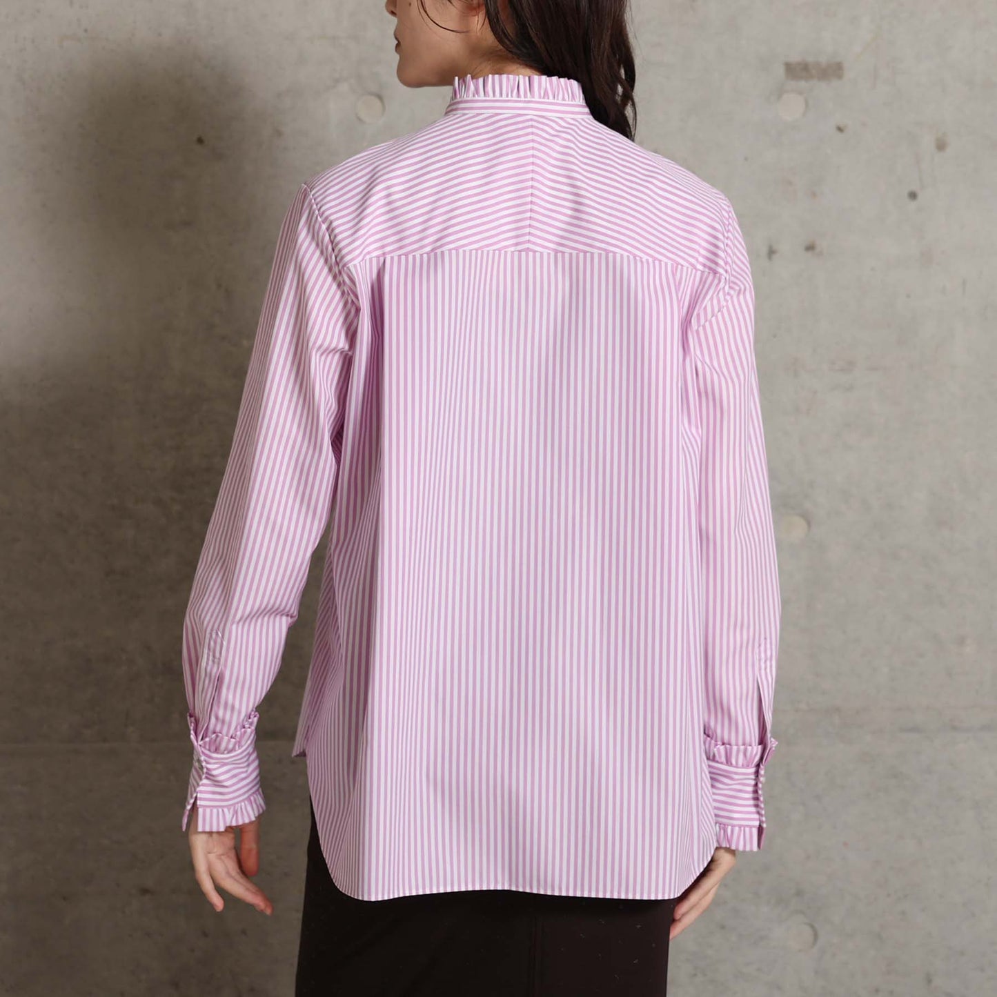 2026AW【9月上旬お届け予定】 F-SH-06「Stripe typewriter」Stand collar shirt【全3色】