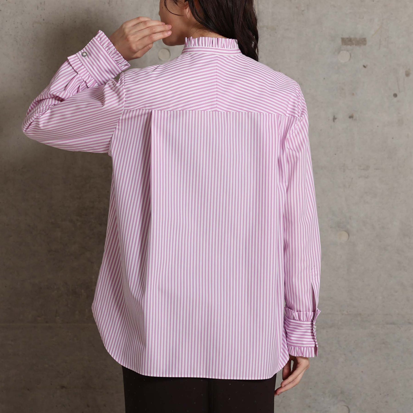 2026AW【9月上旬お届け予定】 F-SH-06「Stripe typewriter」Stand collar shirt【全3色】
