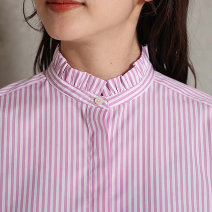 2026AW【9月上旬お届け予定】 F-SH-06「Stripe typewriter」Stand collar shirt【全3色】