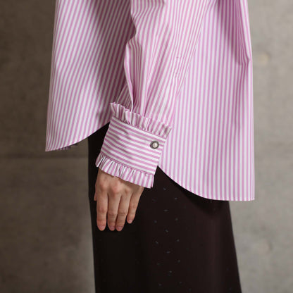 2026AW【9月上旬お届け予定】 F-SH-06「Stripe typewriter」Stand collar shirt【全3色】