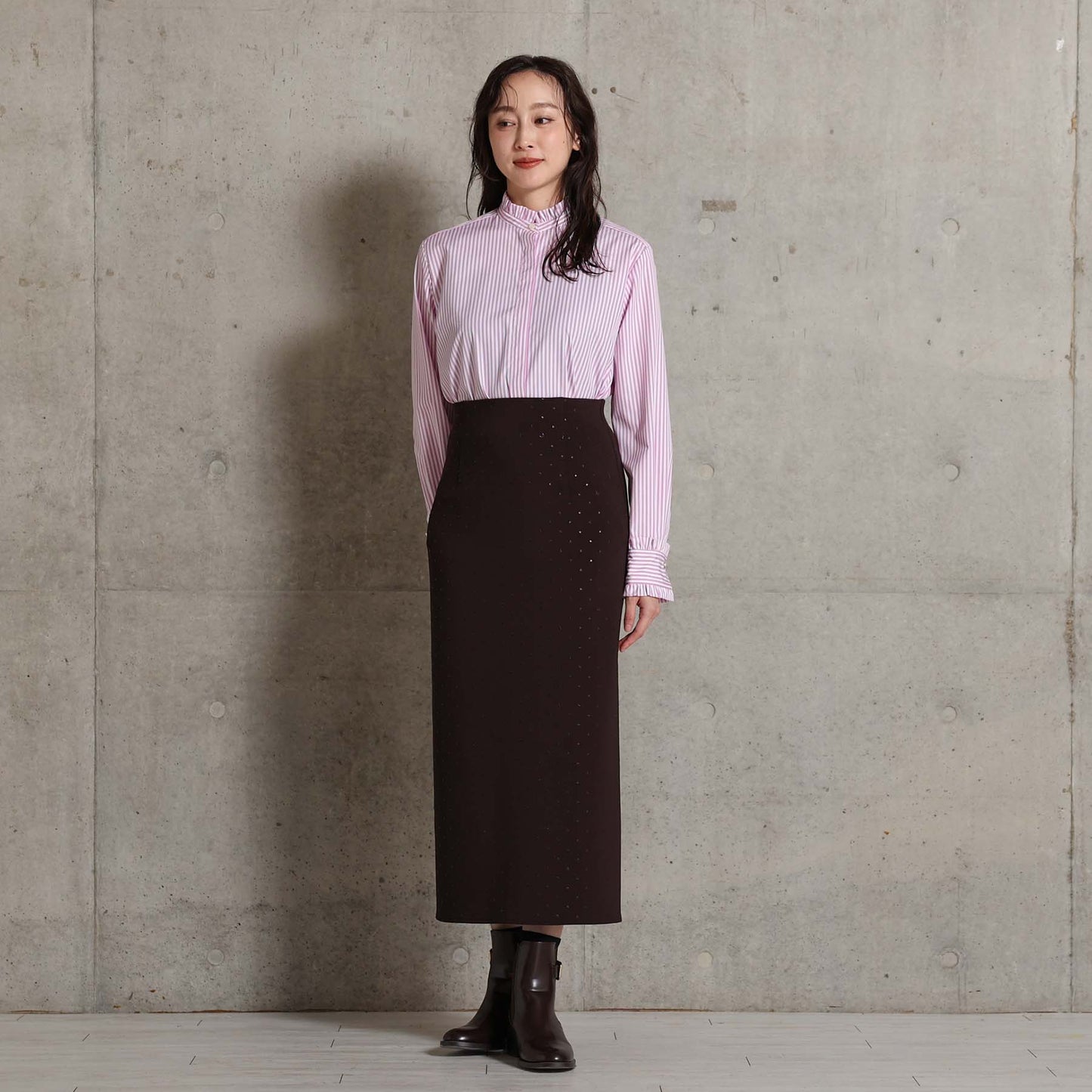 2026AW【10月下旬お届け予定】 F-SK-15「Stella dot knit」Straight skirt【全3色】